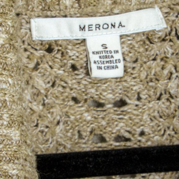 Whimsical Wanderer's Wild Dream: Merona Relaxed Cardigan (S) Rustic Beige V-neck - Picture 5 of 13